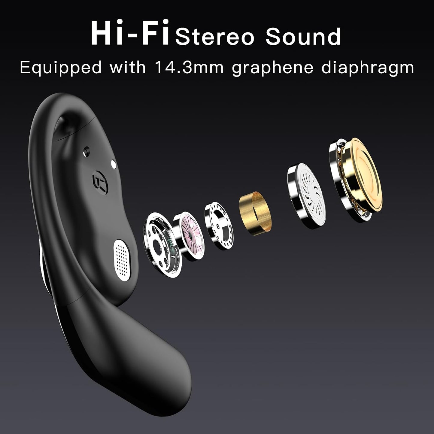 Wireless Earbuds Bluetooth Earbuds Built-In Mic with Ear Hooks 50H Playtime Ear Buds LED Display Charging Case Waterproof Design for Running Fitness
