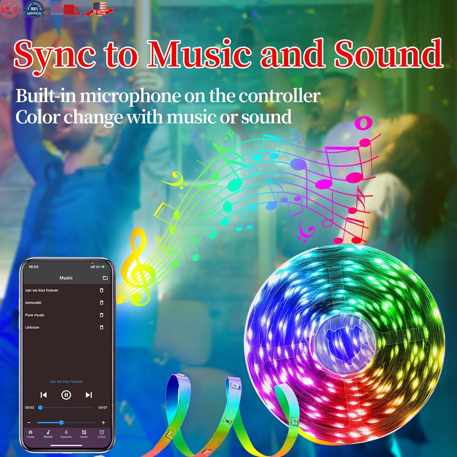 25 FT LED STRIP LIGHTS, MULTI--COLOR LED STRIP LIGHTS with REMOTE CONTROL