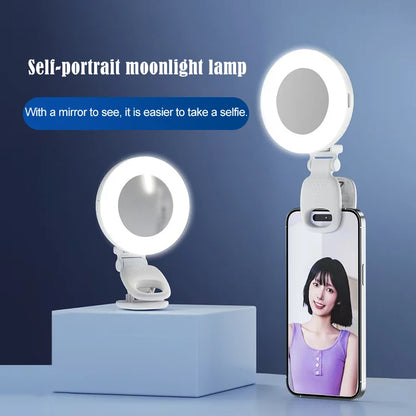 Portable Rechargeable Led Lamp Mirror with Light Light Ring Selfie Led Light Phone Light Clip Fill Light Selfie Lighting Camera