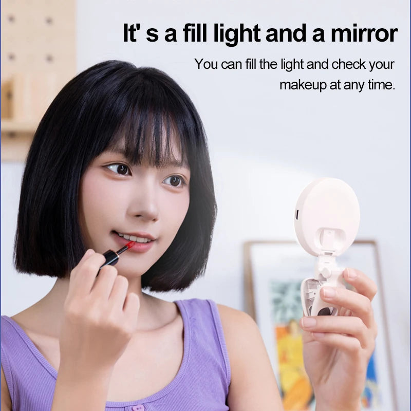 Portable Rechargeable Led Lamp Mirror with Light Light Ring Selfie Led Light Phone Light Clip Fill Light Selfie Lighting Camera