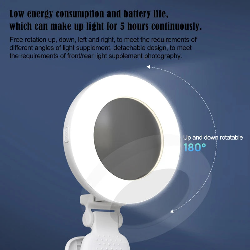 Portable Rechargeable Led Lamp Mirror with Light Light Ring Selfie Led Light Phone Light Clip Fill Light Selfie Lighting Camera