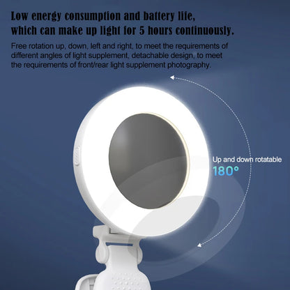 Portable Rechargeable Led Lamp Mirror with Light Light Ring Selfie Led Light Phone Light Clip Fill Light Selfie Lighting Camera