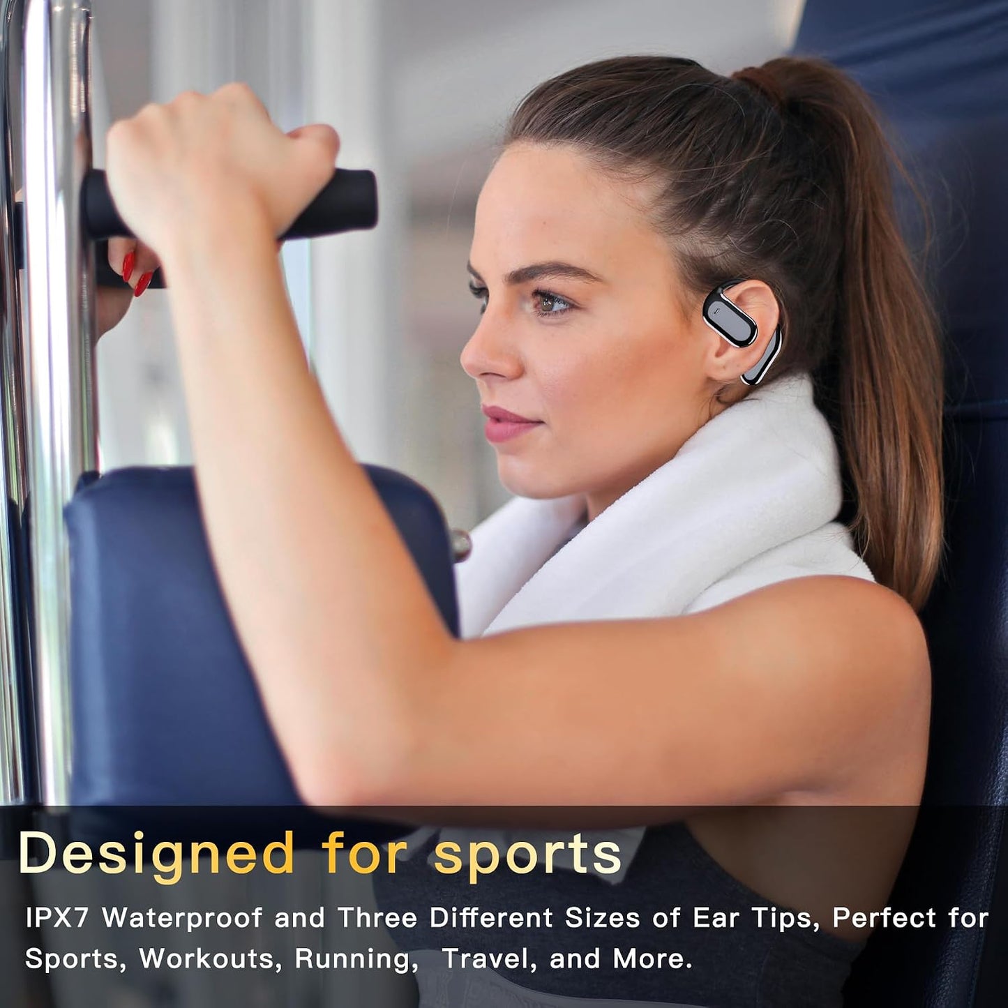 Wireless Earbuds Bluetooth Earbuds Built-In Mic with Ear Hooks 50H Playtime Ear Buds LED Display Charging Case Waterproof Design for Running Fitness