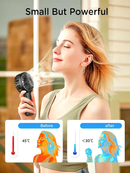 Mini Portable Fan,Handheld Fan,3 Speed Personal Small Makeup Fan 2000 Battery Hand Fan,Lightweight Washable USB Rechargeable Little Fan for Lash Stylish Girl Women Travel Gift Fan Black