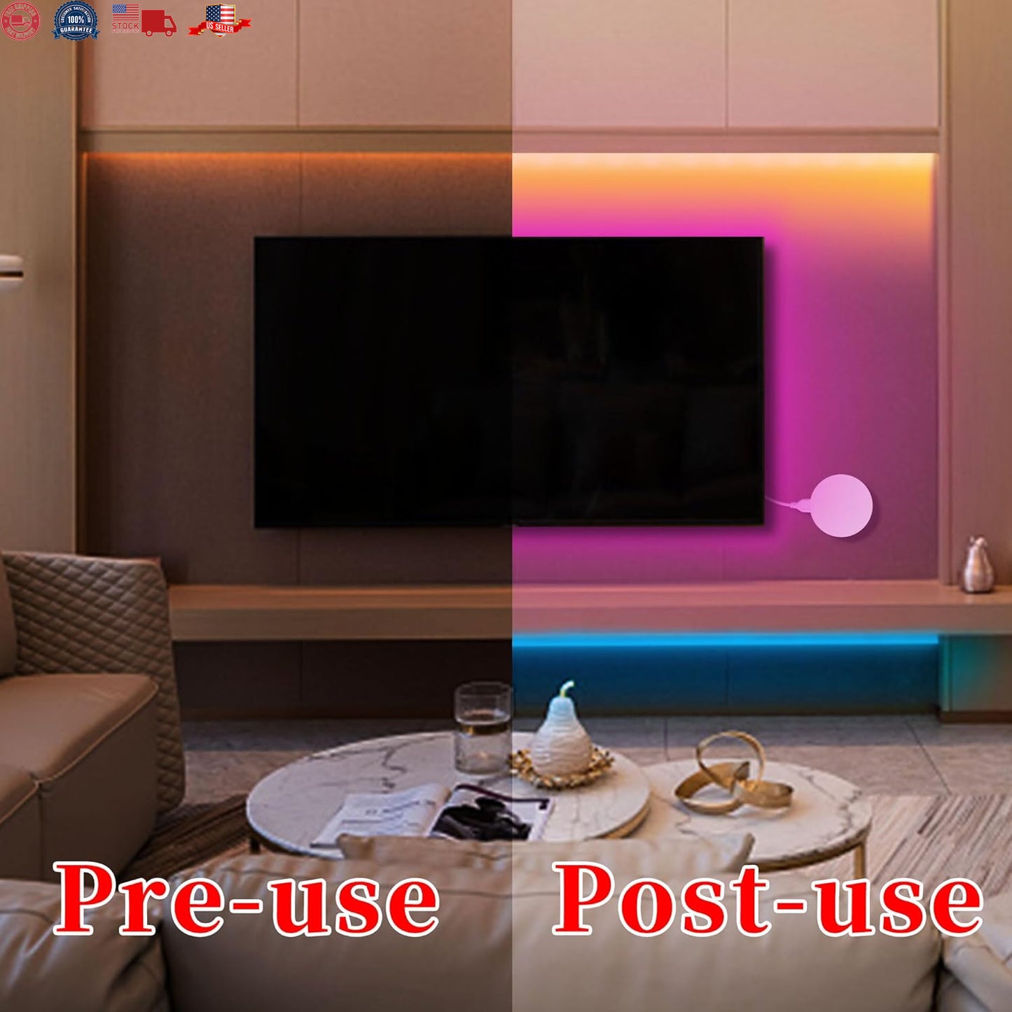 25 FT LED STRIP LIGHTS, MULTI--COLOR LED STRIP LIGHTS with REMOTE CONTROL