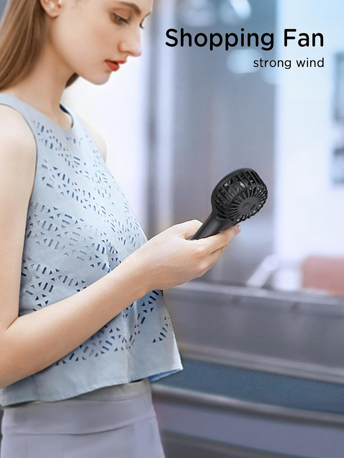 Mini Portable Fan,Handheld Fan,3 Speed Personal Small Makeup Fan 2000 Battery Hand Fan,Lightweight Washable USB Rechargeable Little Fan for Lash Stylish Girl Women Travel Gift Fan Black