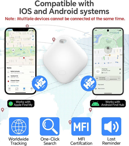 Air Tracker Tag, IP67 Waterproof Bluetooth Tracker, Keychain Finder, Item Locator Compatible with Ios and Android for Backpacks, Suitcases and Wallets, Cars, Keys and Cameras(White-4)