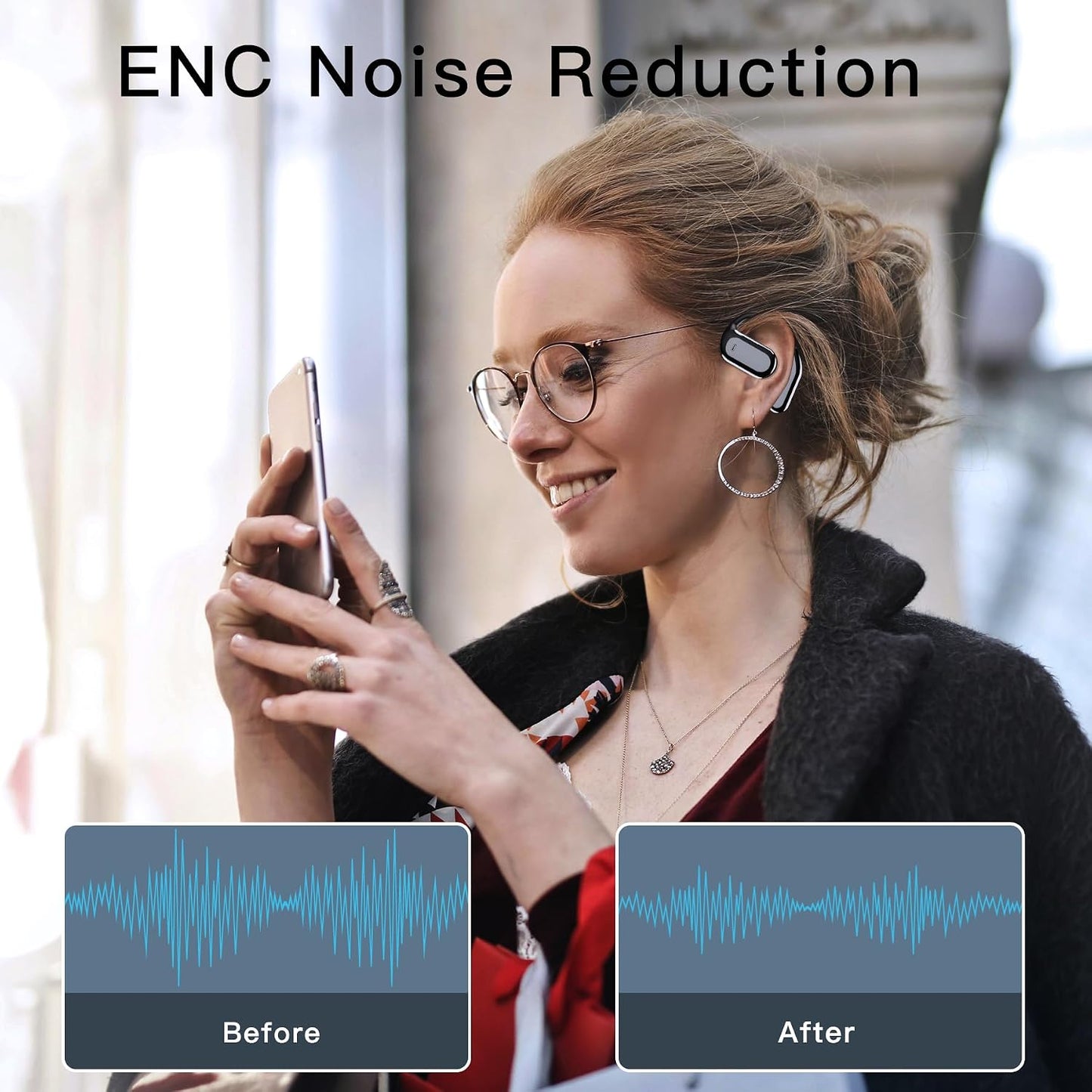 Wireless Earbuds Bluetooth Earbuds Built-In Mic with Ear Hooks 50H Playtime Ear Buds LED Display Charging Case Waterproof Design for Running Fitness