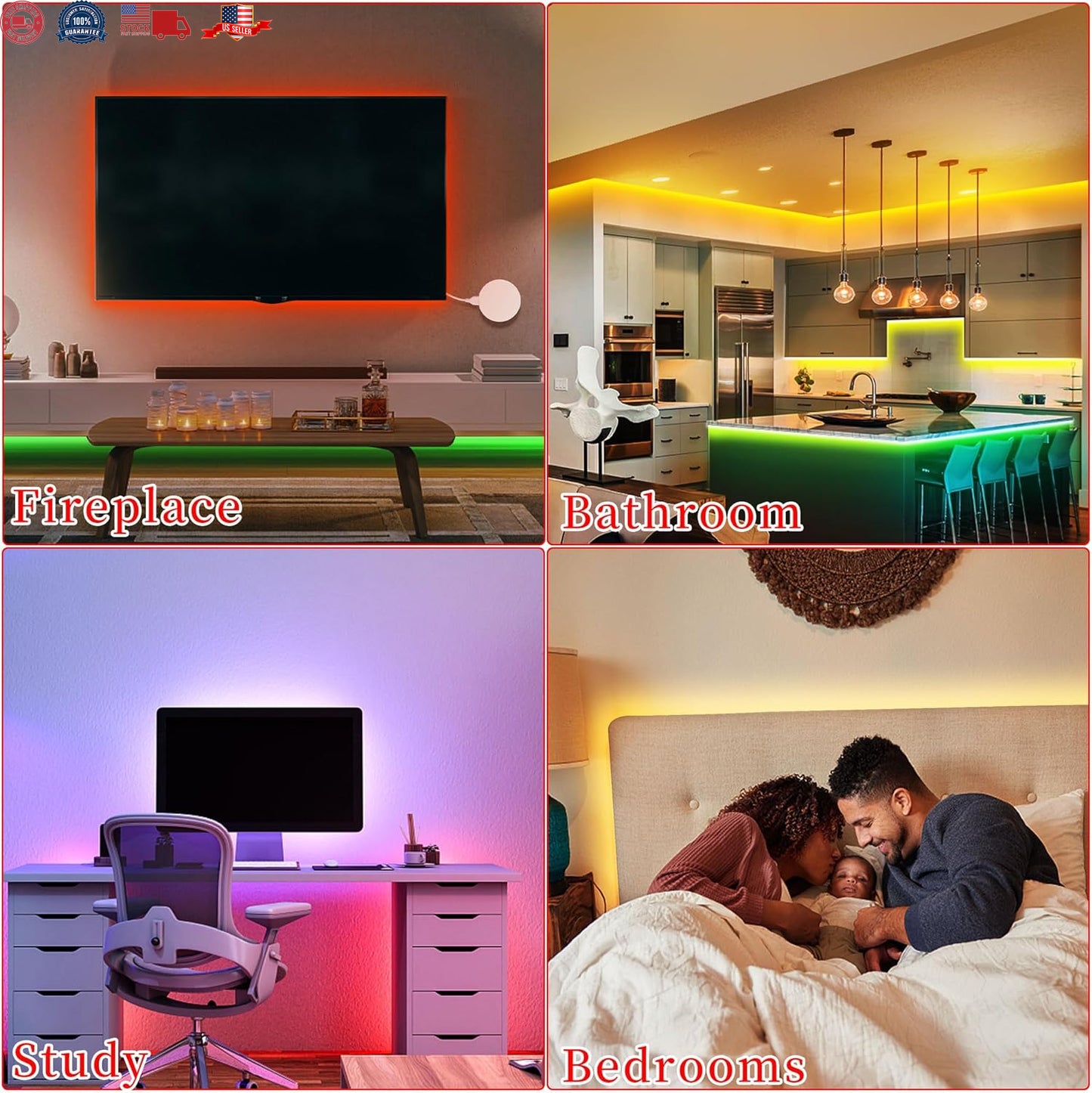 25 FT LED STRIP LIGHTS, MULTI--COLOR LED STRIP LIGHTS with REMOTE CONTROL